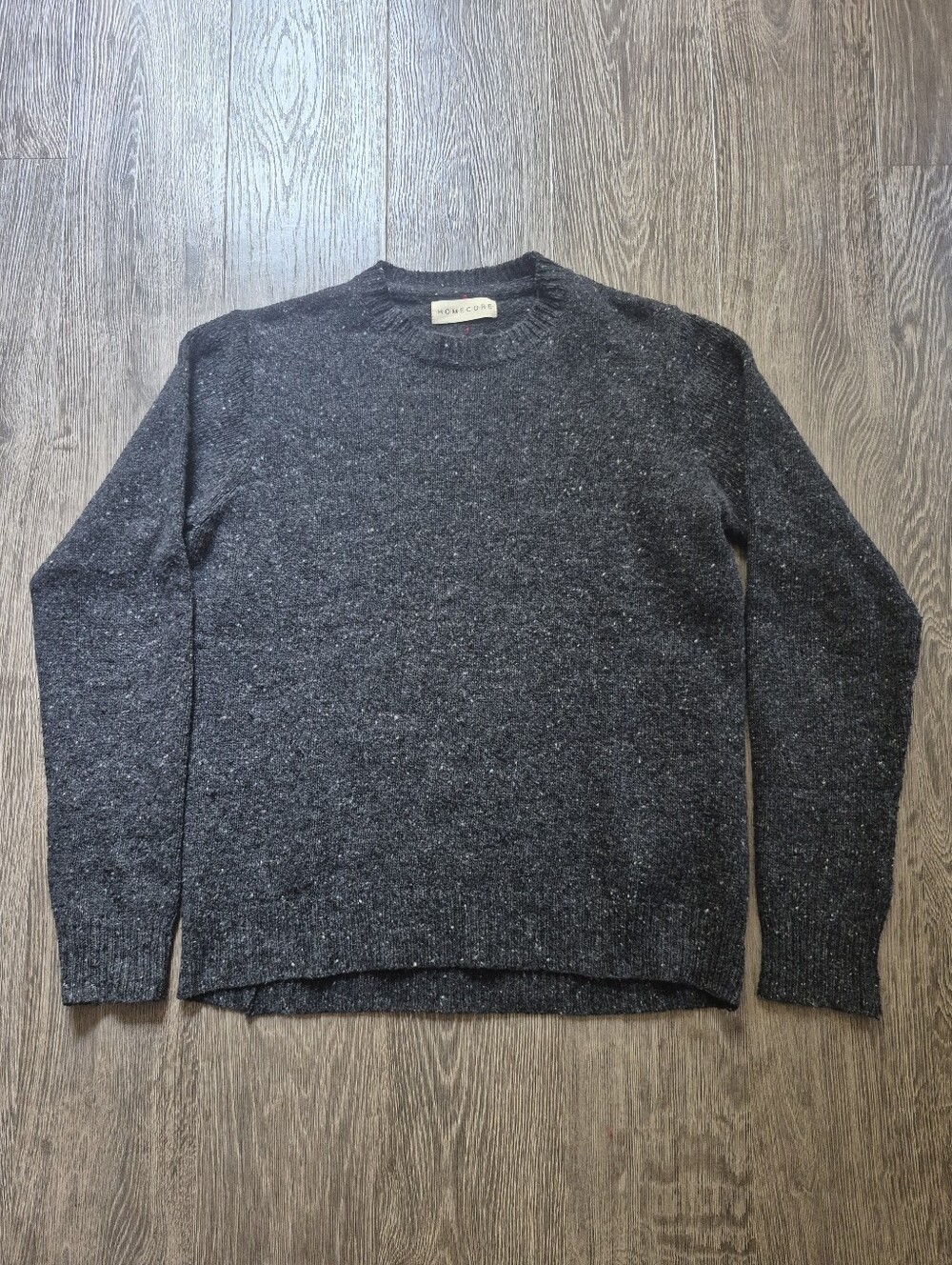 Homecore Wool Crewneck Sweater Gray Cream White Speckles. Unisex